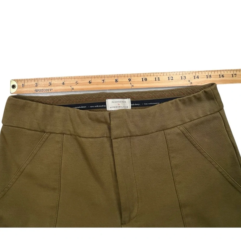 Anthropologie The‎ Essential Slim Womens 10 Green Cargo Pant Mid Rise